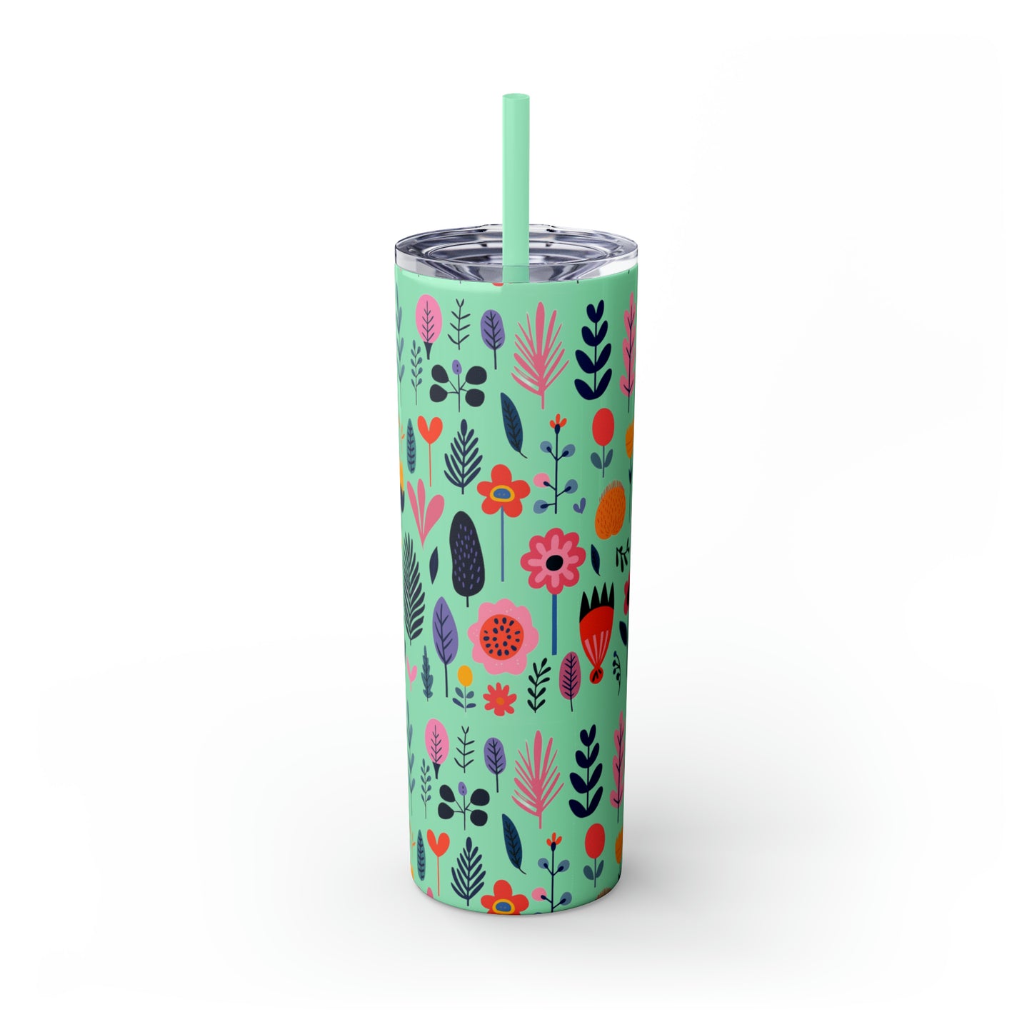 Flowers Maars Skinny Tumbler with Straw, 20oz