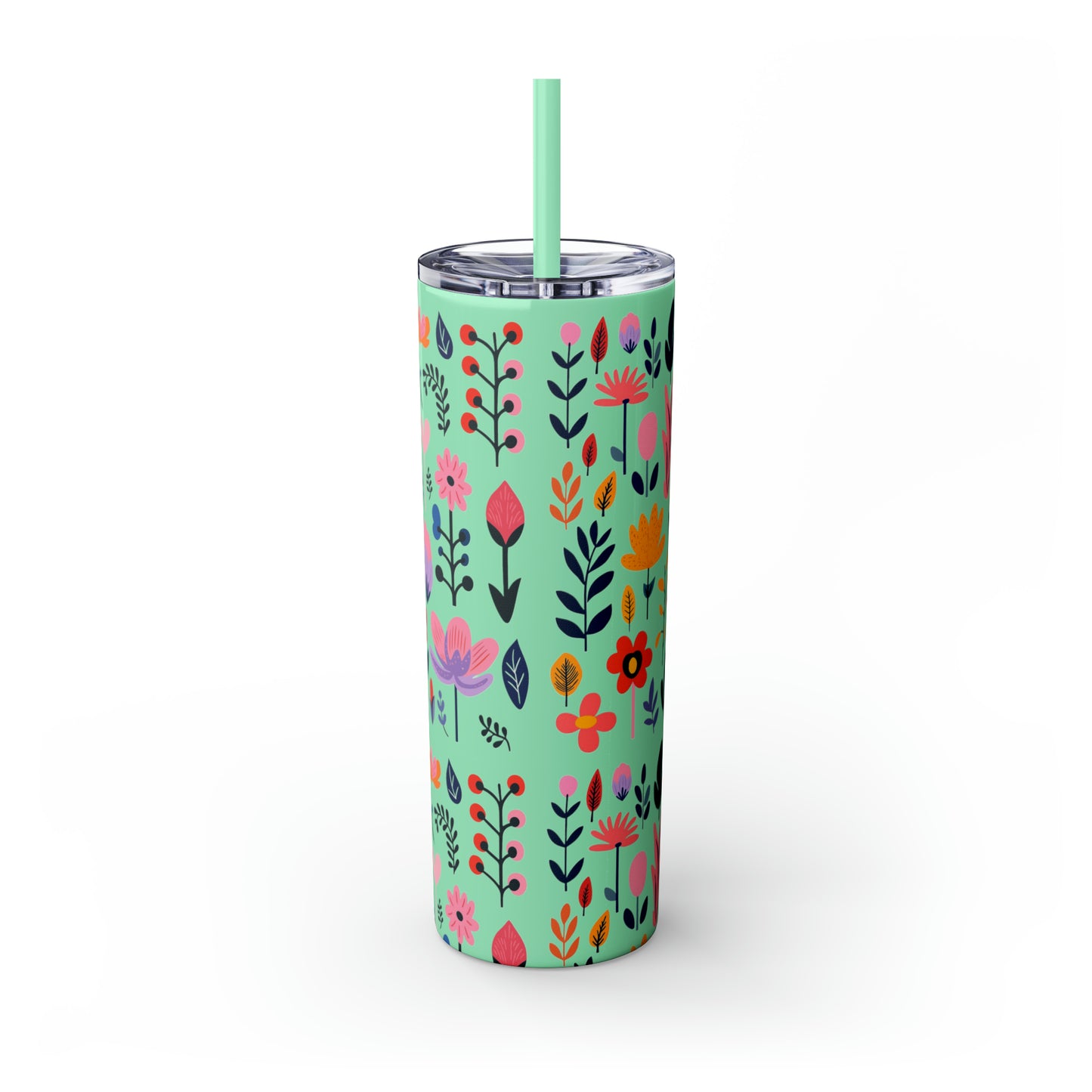 Flowers Maars Skinny Tumbler with Straw, 20oz