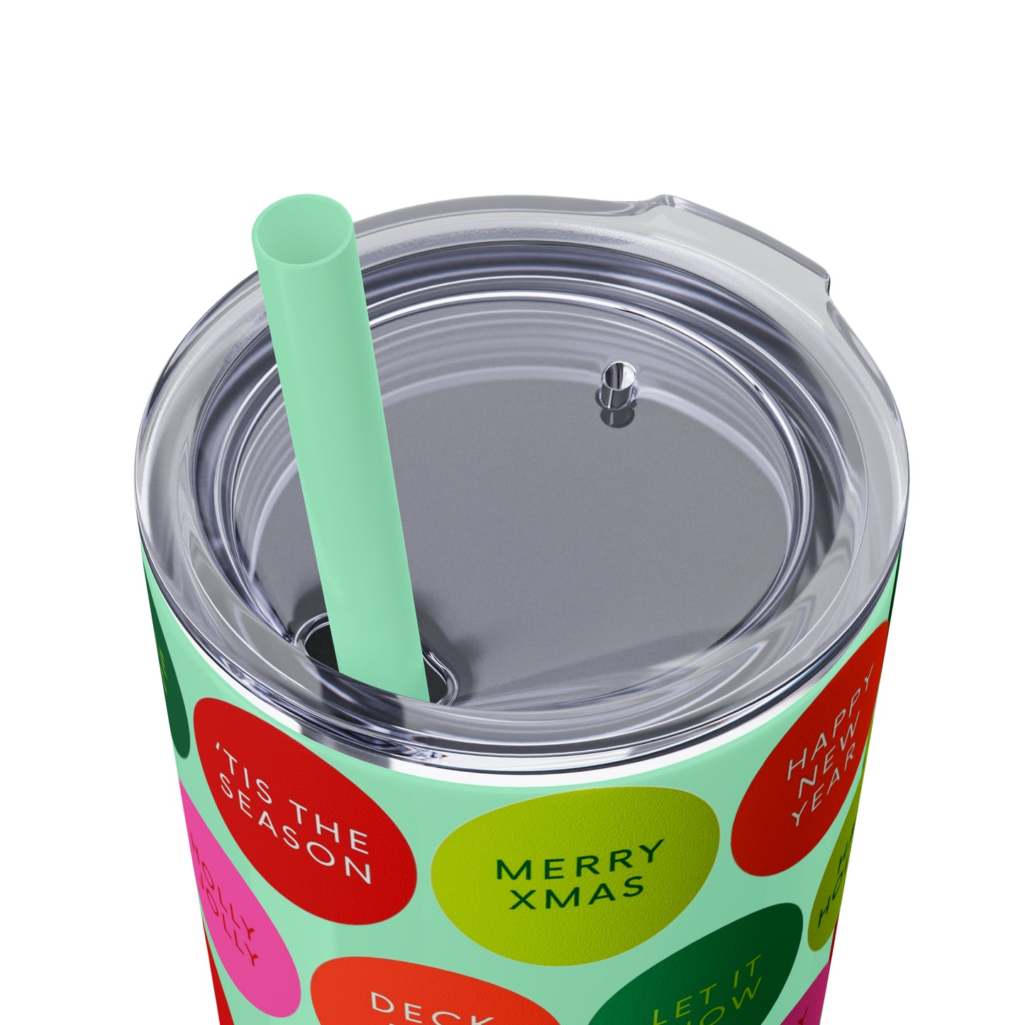 Holiday Polkadots Maars Skinny Tumbler with Straw, 20oz