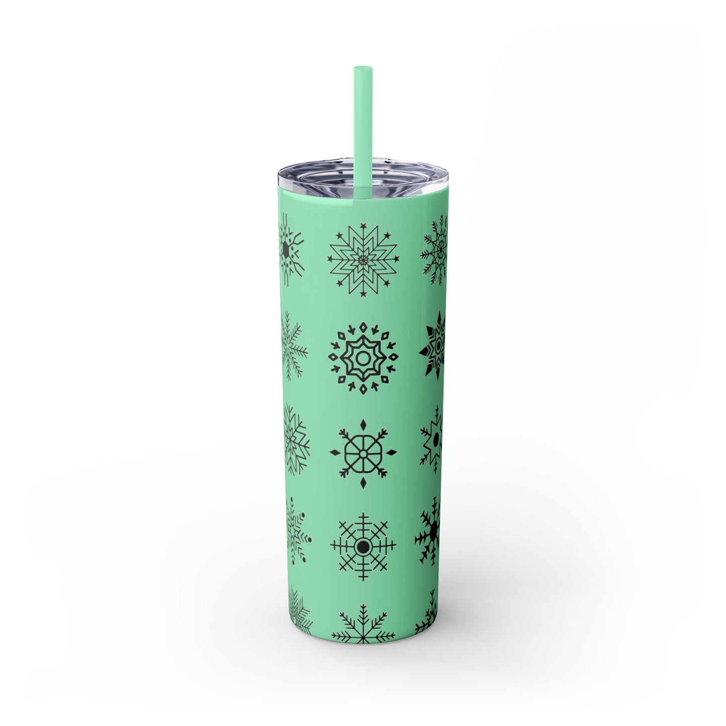 Snowflake Maars Skinny Tumbler with Straw, 20oz