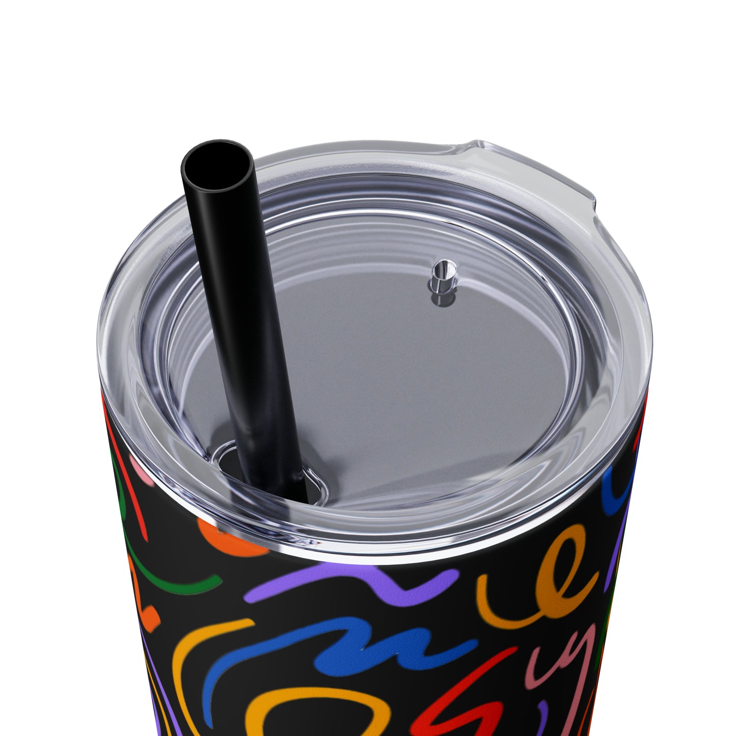 Rainbow Confetti Maars Skinny Tumbler with Straw, 20oz