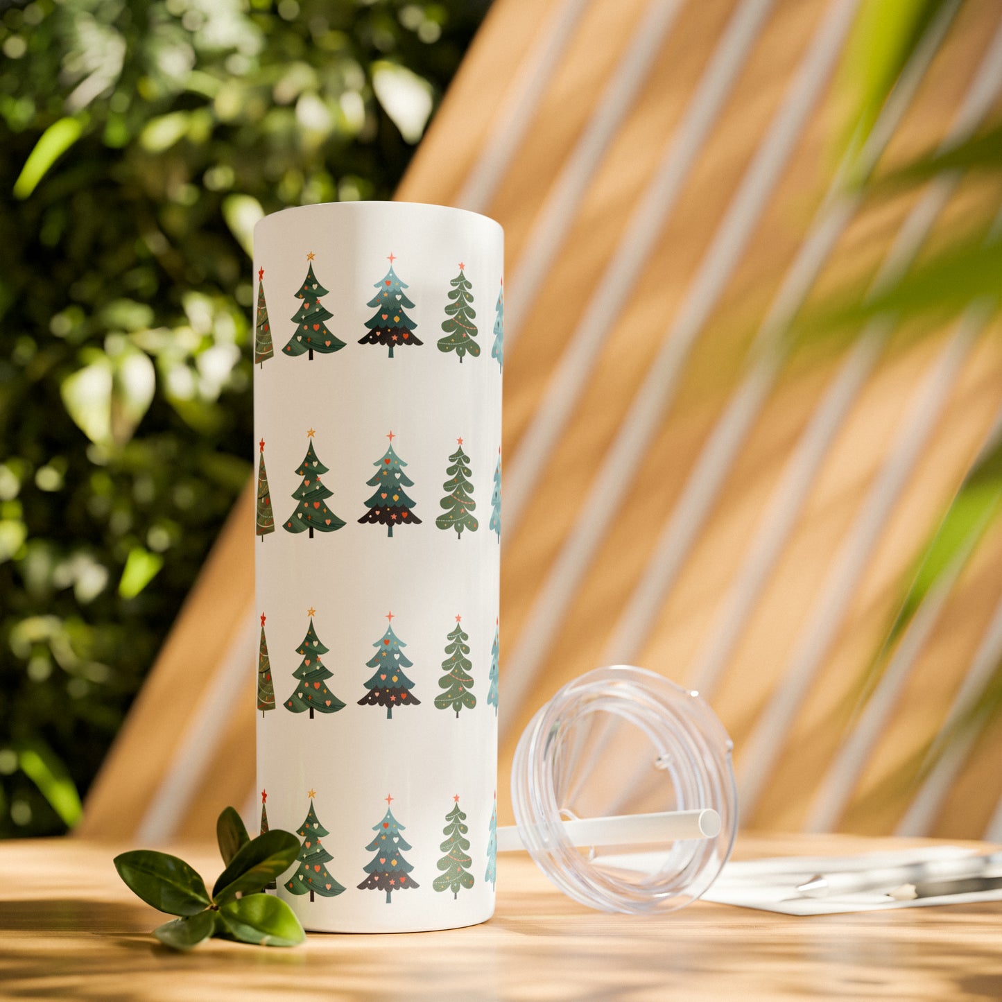 Chirstmas Tree Maars Skinny Tumbler with Straw, 20oz