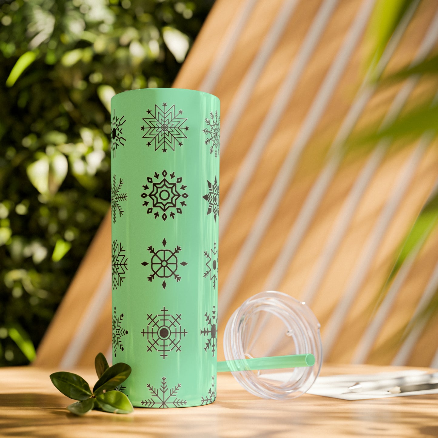 Snowflake Maars Skinny Tumbler with Straw, 20oz