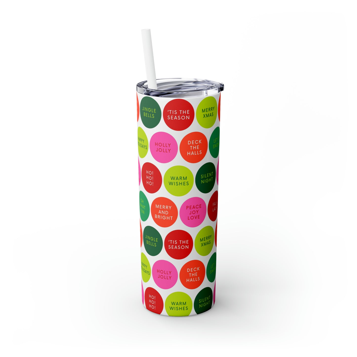 Holiday Polkadots Maars Skinny Tumbler with Straw, 20oz