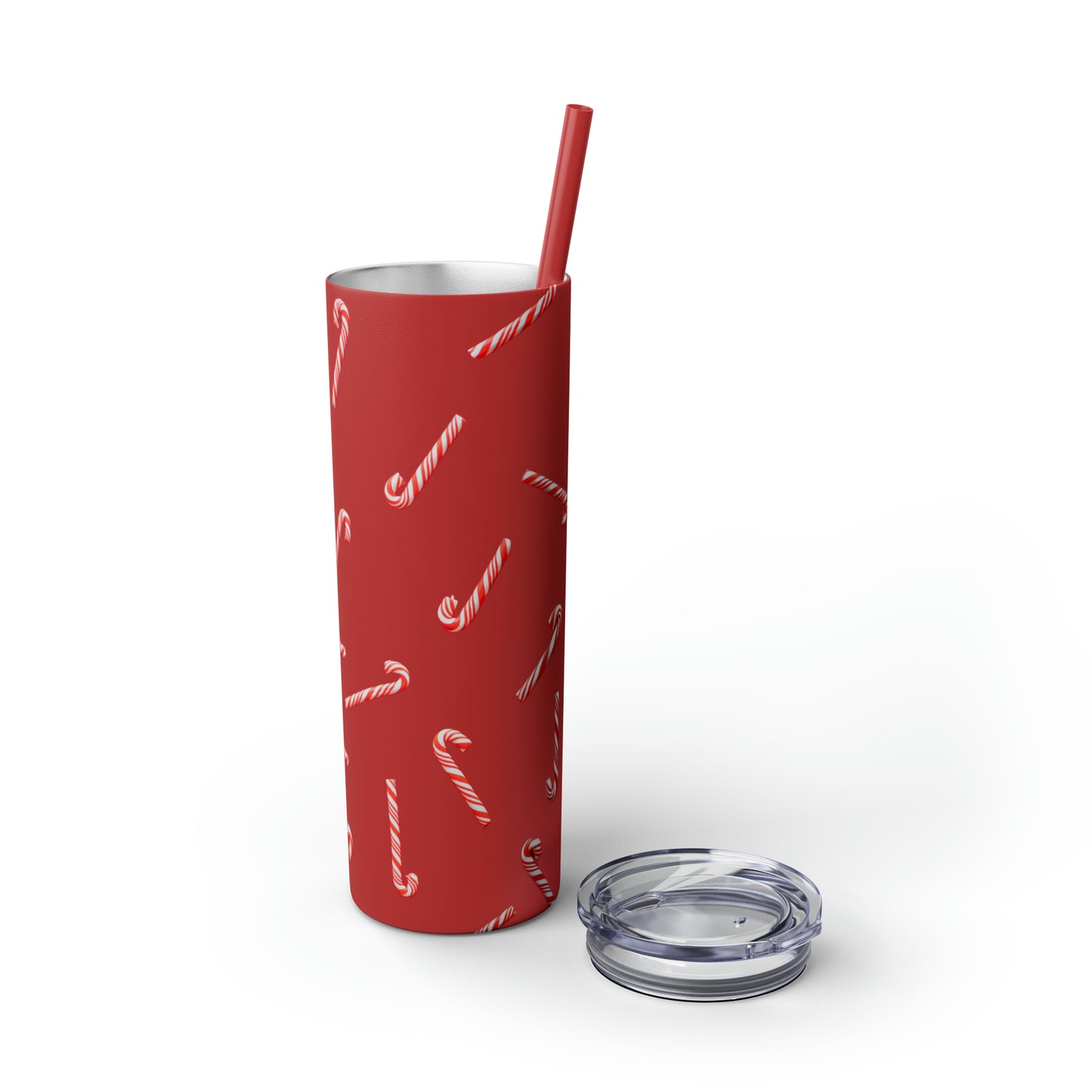 Candy Cane Maars Skinny Tumbler with Straw, 20oz