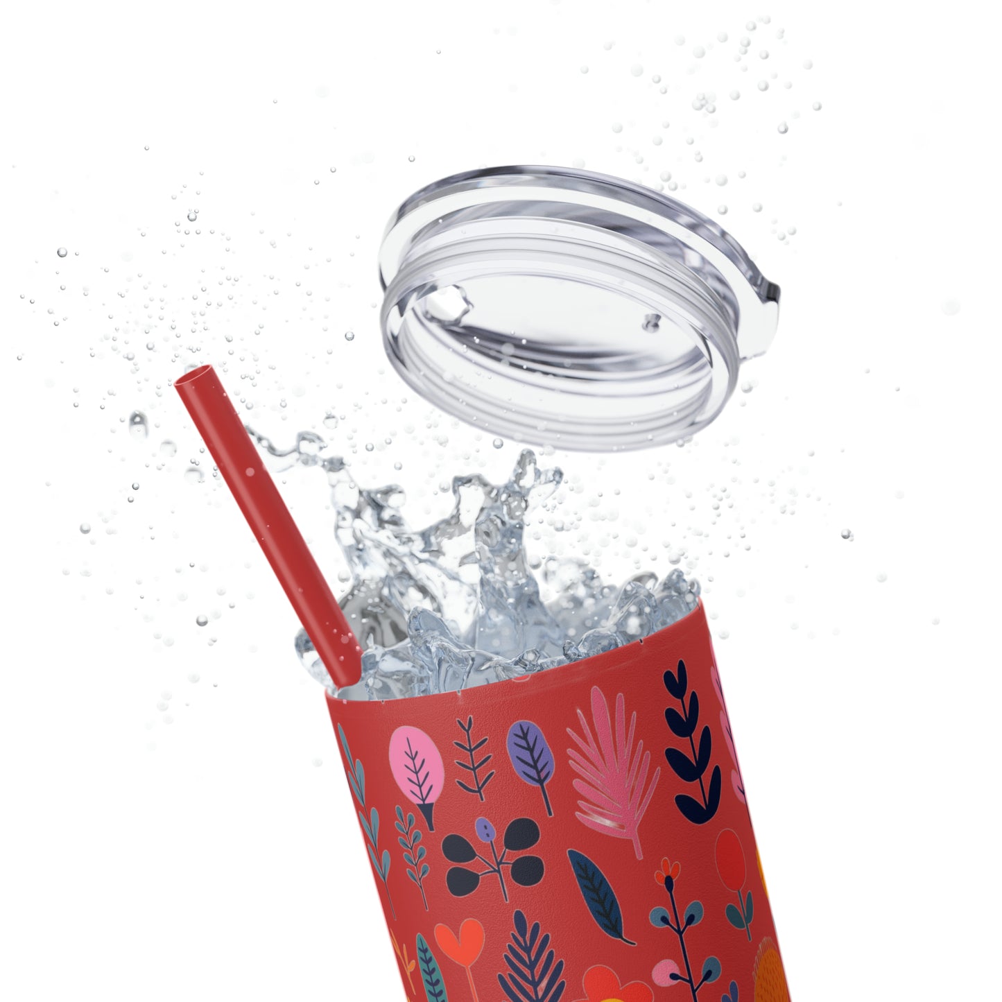 Flowers Maars Skinny Tumbler with Straw, 20oz